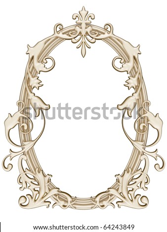 Antique gold ornamented picture round frame isolated, insert your own design, similar frames available in my portfolio