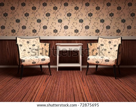 floral wallpaper room. floor, floral wallpaper,