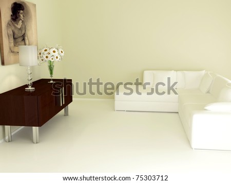 modern interior design of living room, nice composition indoor, 3d render