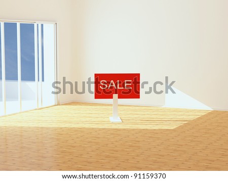 New empty apartment for sale, 3d render