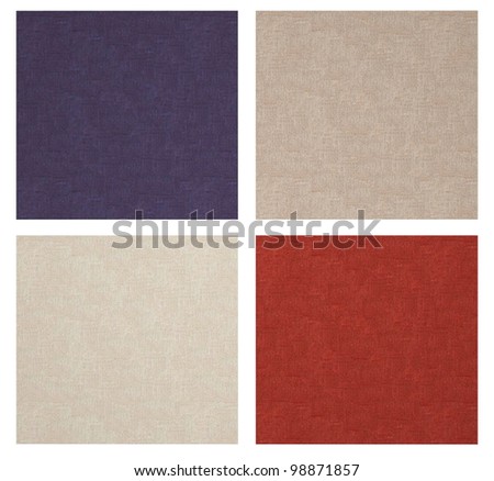 Set of linen canvas texture, isolated on white background.