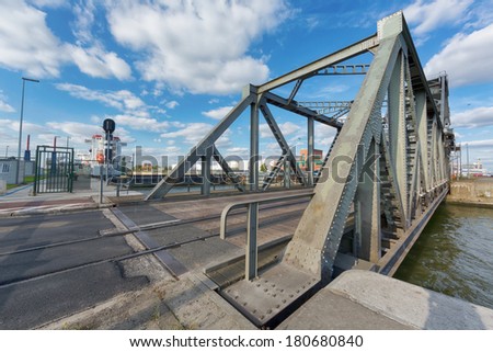 Bridge over the Van Cauwelaert lock in Antwerp world port