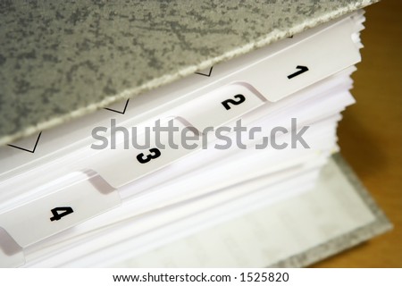 File with dividers, paperwork
