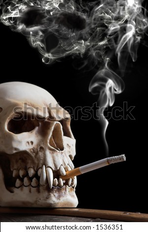 Smoking skull, the smoke has the form of a skull too
