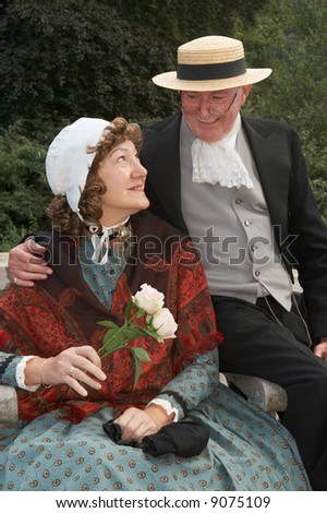Vintage portrait of a victorian senior couple