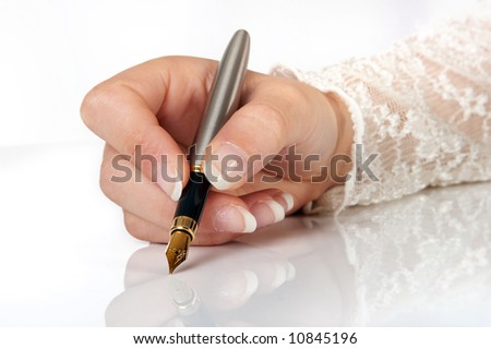 Elegant hand writing with a gold fountain pen