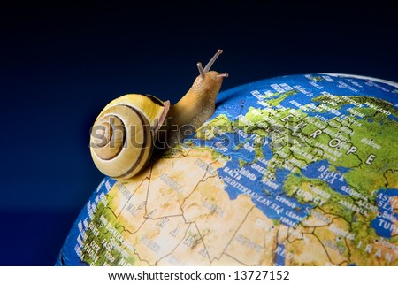 Garden snail travelling around the world like a tourist