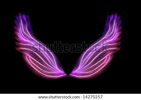 stock photo Pair of colored fairy wings isolated on black