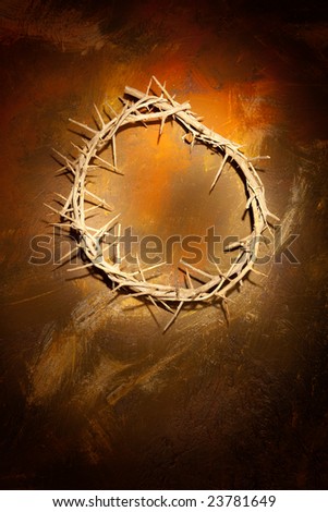 Holy crown of thorns hanging on a grungy wall at Easter