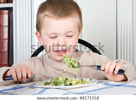 Four year old boy refusing to eat his vegetables