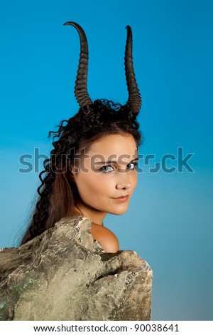 Capricorn or Goat woman, this photo is part of a series of twelve Zodiac signs of astrology