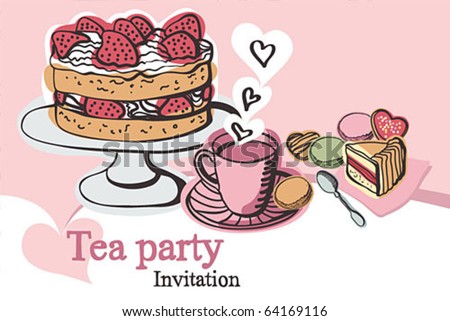  Party Menu on Tea Party Invitation Stock Vector 64169116   Shutterstock