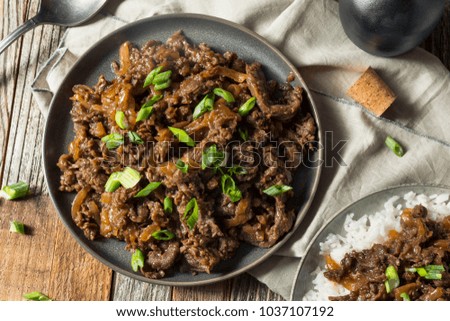 Homemade Barbecue Korean Beef Bulgogi with White Rice