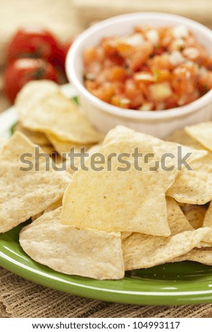 Fresh Corn Tortilla Chips and Salsa background