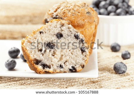 A Fresh Homemade blueberry Muffin with blueberries