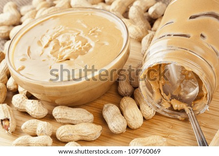 Creamy Brown Peanut Butter on a background