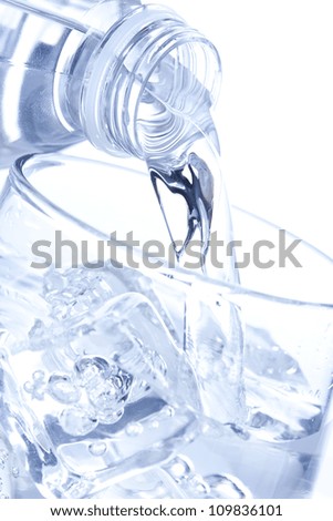 Refreshing water in a bottle against a background