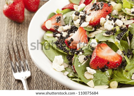 Fresh Homemade Strawberry Spinach Salad with sesame seed salad