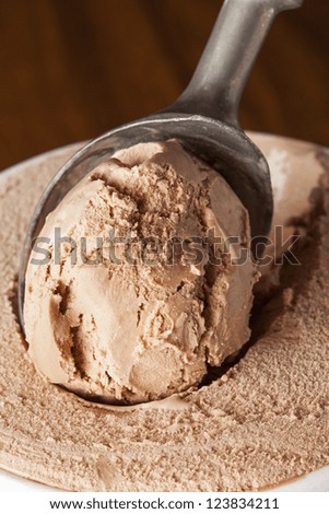 Cold Organic Chocolate ice Cream against a background