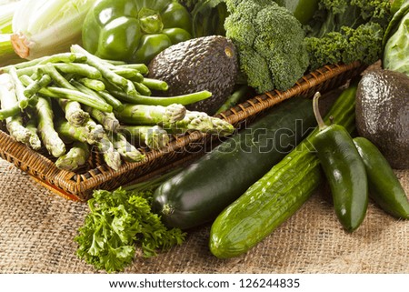 Group of Raw Fresh Organic Assorted Green Vegetables