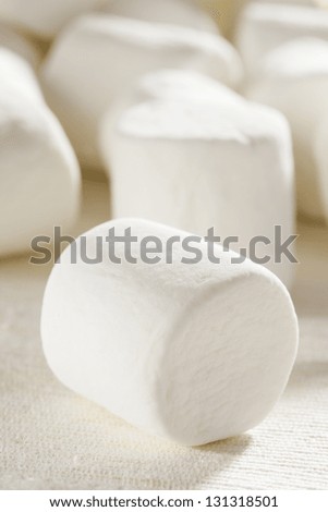 Delicious White Fluffy Round Marshmallows ready to eat