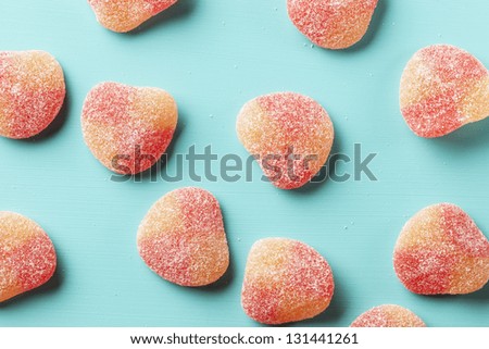 Colorful Sweet Gummy Candy against a bright background