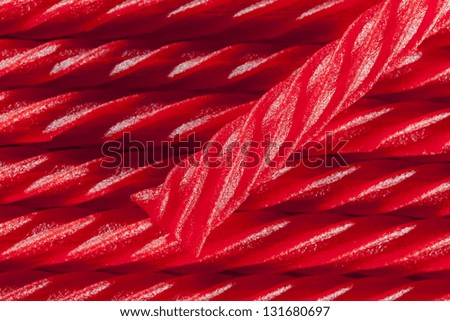 Bright Red Licorice Candy shaped like a twisted rope