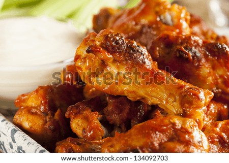 Hot and Spicey Buffalo Chicken Wings with celery