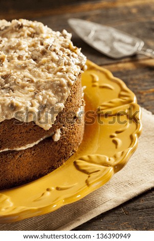 Homemade Gourmet German Chocolate Cake with almonds and coconut