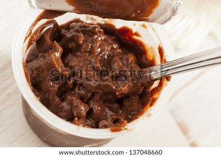 Chocolate Snack Pack Pudding Cup Against a Background