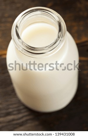 Refreshing White Cold Organic Dairy Milk in a bottle