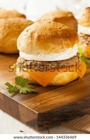 Homemade Egg Sandwich with Sausage and Cheese on a Roll