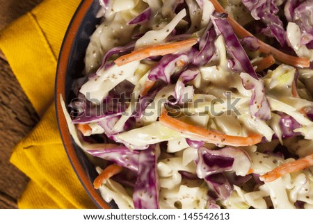 Homemade Coleslaw with Shredded Cabbage, Carrot, and Lettuce