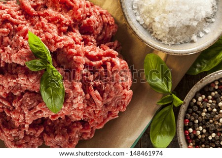 Organic Raw Grass Fed Ground Beef On Butcher Paper