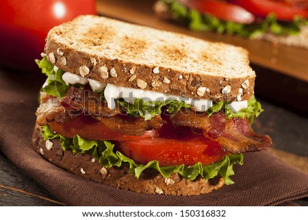 Fresh Homemade BLT Sandwich with Bacon Lettuce and Tomato