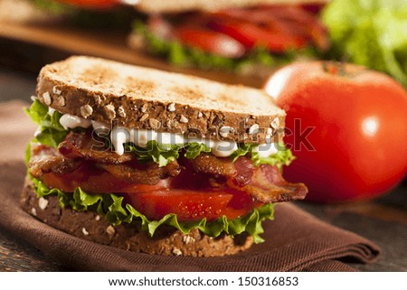 Fresh Homemade Blt Sandwich With Bacon Lettuce And Tomato