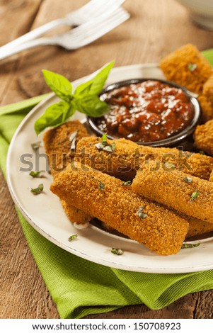 Homemade Fried Mozzarella Sticks with Marinara Sauce