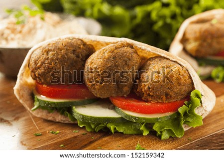 Organic Falafel In A Pita Pocket With Tomato And Cucumber