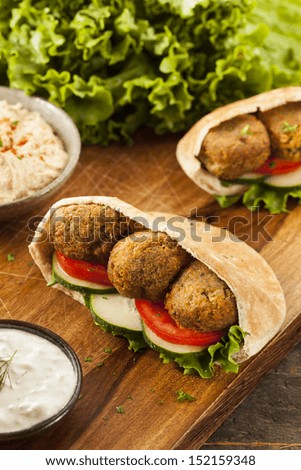 Organic Falafel in a Pita Pocket with Tomato and Cucumber