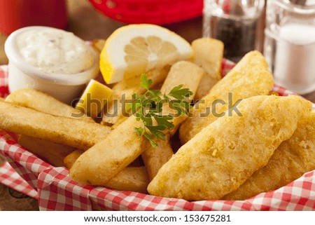 Traditional Fish and Chips with Tartar Sauce