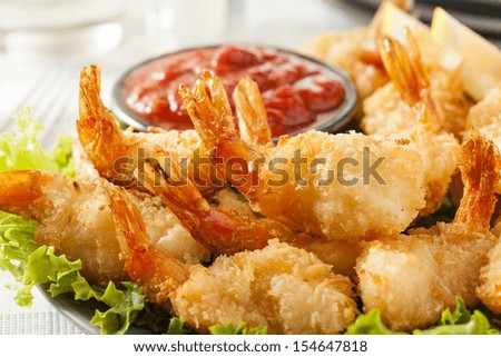 Fried Organic Coconut Shrimp With Cocktail Sauce