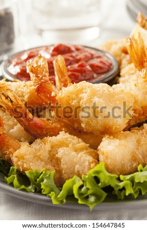 Fried Organic Coconut Shrimp with Cocktail Sauce
