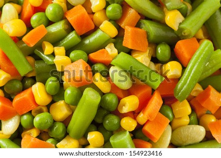 Steamed Organic Vegetable Medly  with Peas, Corn, Beans, and Carrots