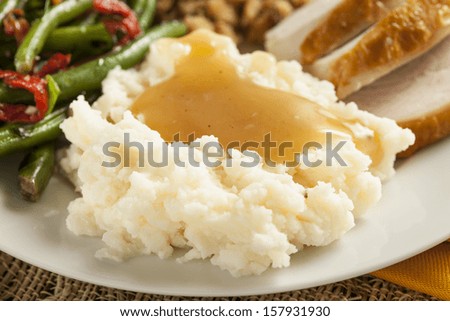 Homemade Organic Mashed Potatoes with Gravy for Thanksgiving