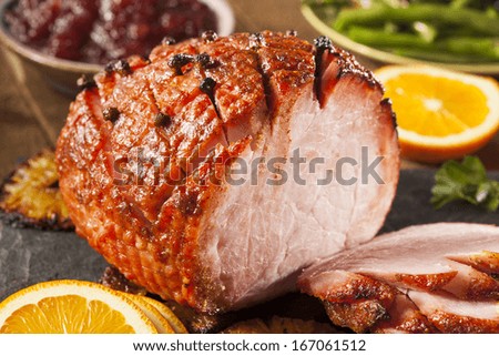 Traditional Sliced Honey Glazed Ham Ready for the Holidays