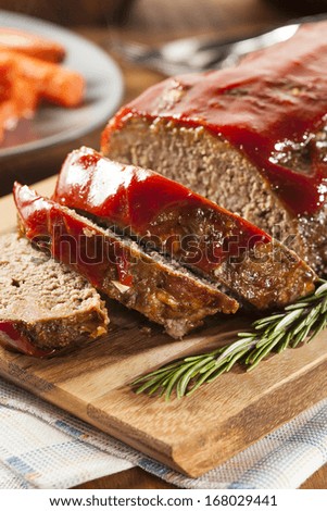 Homemade Ground Beef Meatloaf with Ketchup and Spices