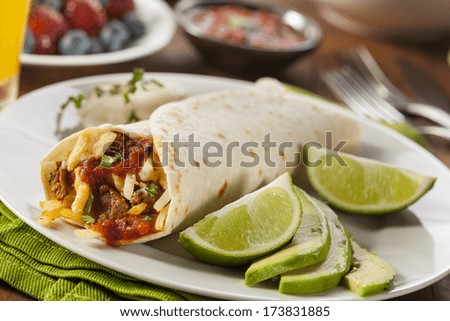 Hearty Chorizo Breakfast Burrito with Eggs, Cheese, and Hashbrowns