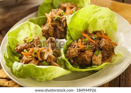 Healthy Asian Chicken Lettuce Wrap with Carrots