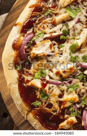 Homemade Barbecue Chicken Pizza with Onions and Cilantro