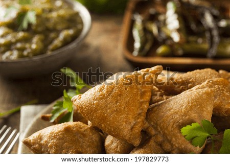 Homemade Fried Indian Samosas with Mint Chutney Sauce